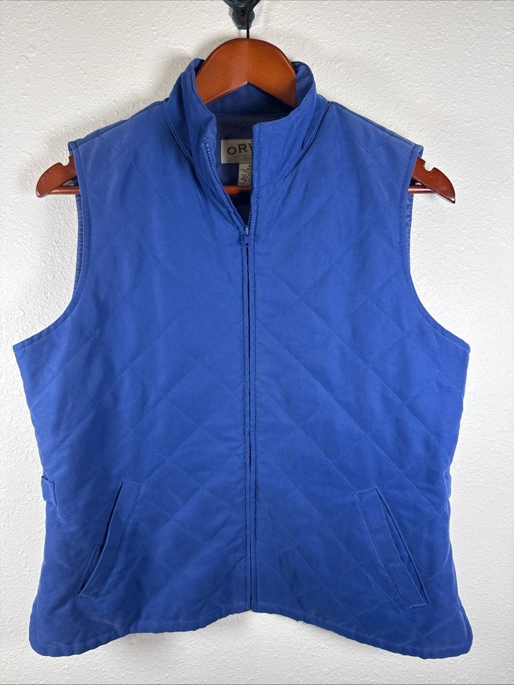 Orvis Blue Quilted Vest Womens M Gorpcore Outdoor Adjustable Hiking